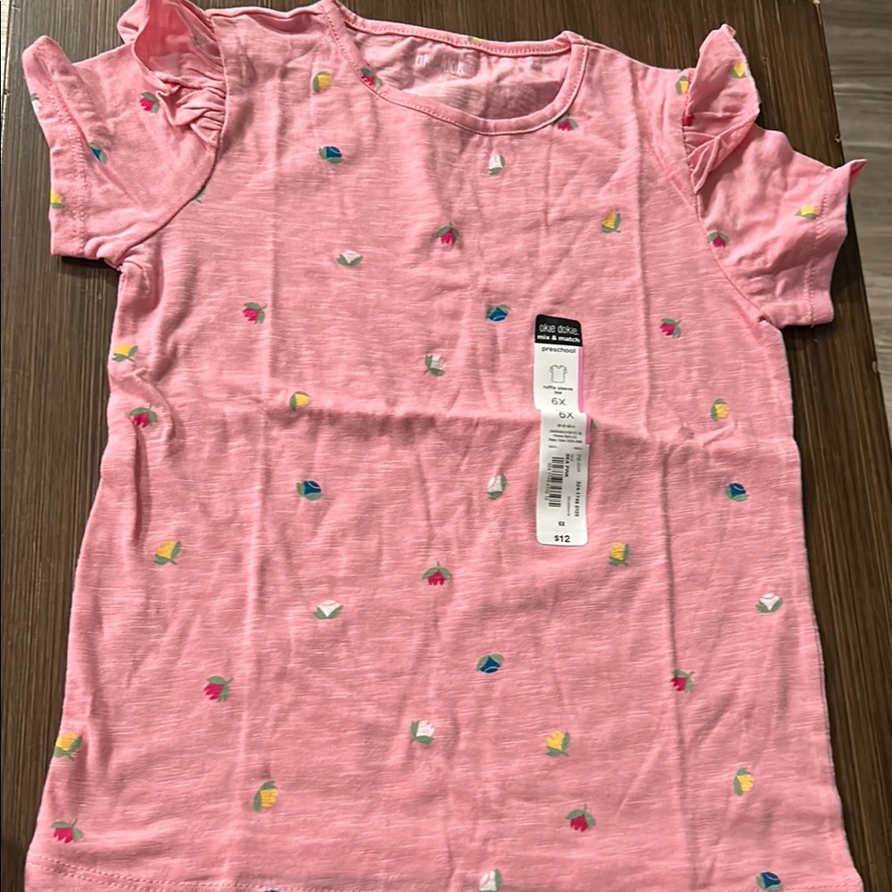 Okie Dokie Pink Short Sleeve Tee with Playful Prints